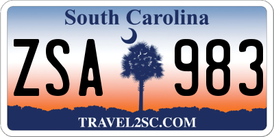 SC license plate ZSA983