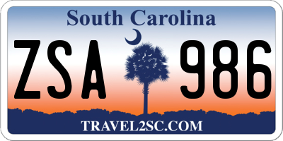 SC license plate ZSA986