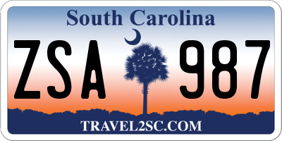 SC license plate ZSA987