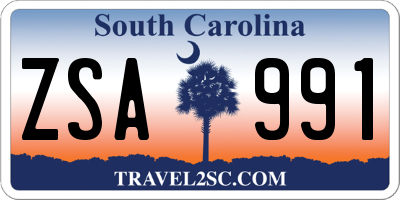 SC license plate ZSA991