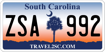 SC license plate ZSA992