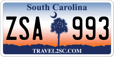 SC license plate ZSA993