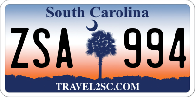 SC license plate ZSA994