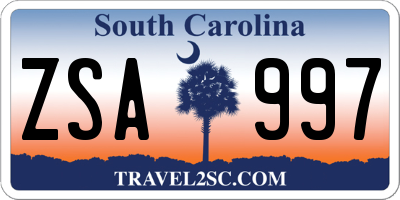 SC license plate ZSA997