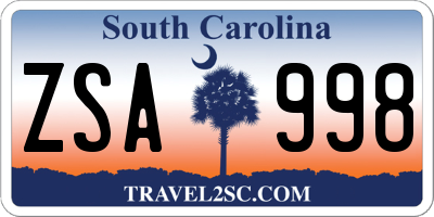SC license plate ZSA998