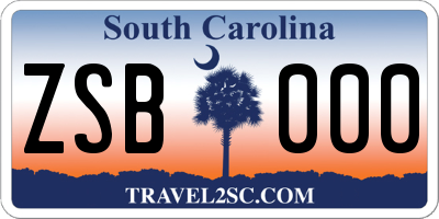 SC license plate ZSB000