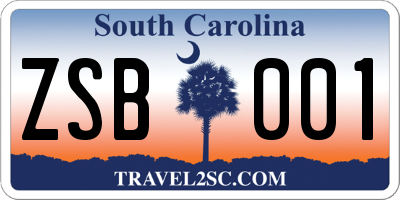 SC license plate ZSB001