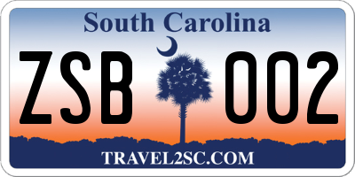 SC license plate ZSB002