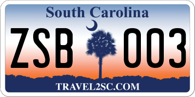 SC license plate ZSB003