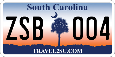 SC license plate ZSB004