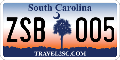 SC license plate ZSB005