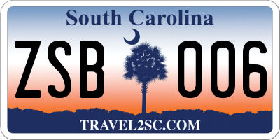 SC license plate ZSB006