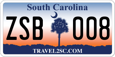 SC license plate ZSB008