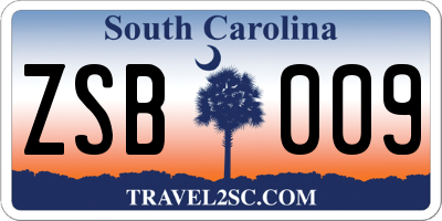SC license plate ZSB009