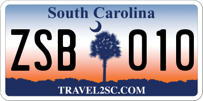 SC license plate ZSB010
