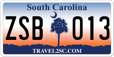 SC license plate ZSB013