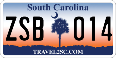 SC license plate ZSB014