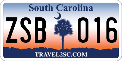 SC license plate ZSB016