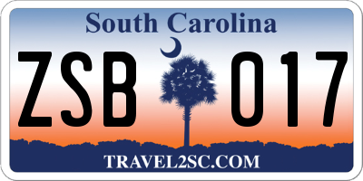 SC license plate ZSB017