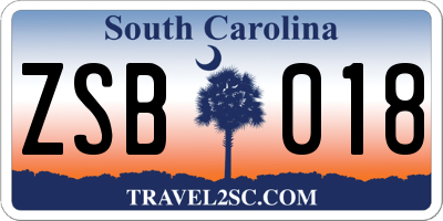 SC license plate ZSB018