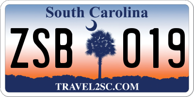 SC license plate ZSB019
