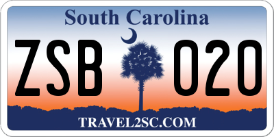 SC license plate ZSB020