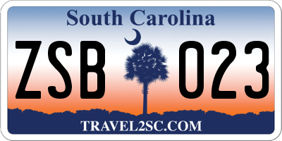 SC license plate ZSB023