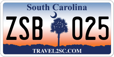 SC license plate ZSB025