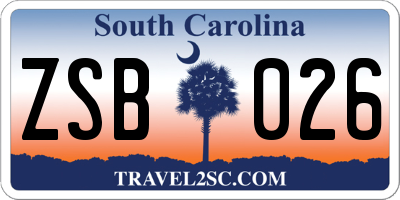 SC license plate ZSB026