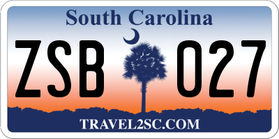 SC license plate ZSB027