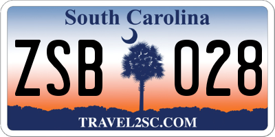 SC license plate ZSB028