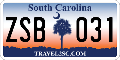 SC license plate ZSB031