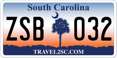 SC license plate ZSB032