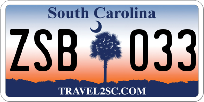 SC license plate ZSB033