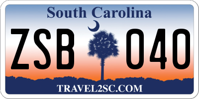 SC license plate ZSB040