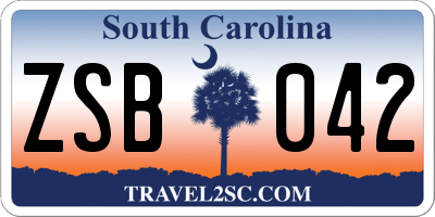 SC license plate ZSB042