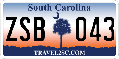 SC license plate ZSB043