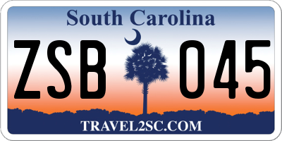 SC license plate ZSB045