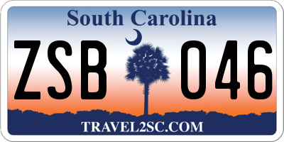 SC license plate ZSB046