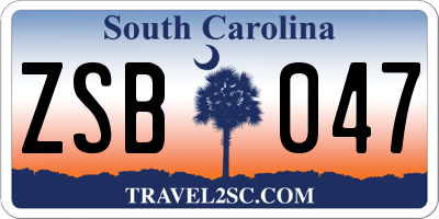 SC license plate ZSB047