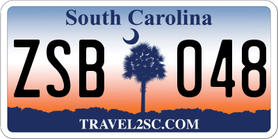 SC license plate ZSB048