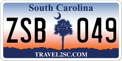 SC license plate ZSB049