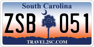 SC license plate ZSB051