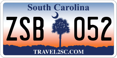 SC license plate ZSB052