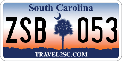 SC license plate ZSB053