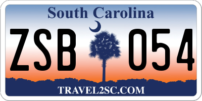 SC license plate ZSB054