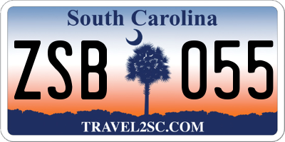 SC license plate ZSB055