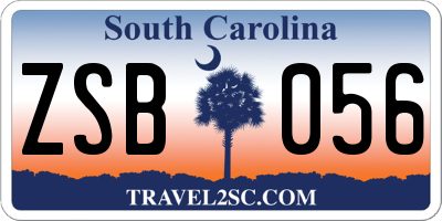 SC license plate ZSB056