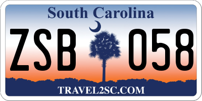 SC license plate ZSB058