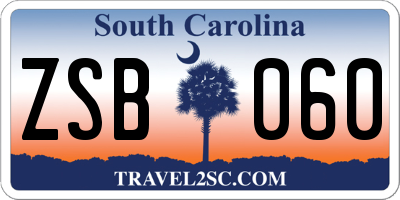 SC license plate ZSB060